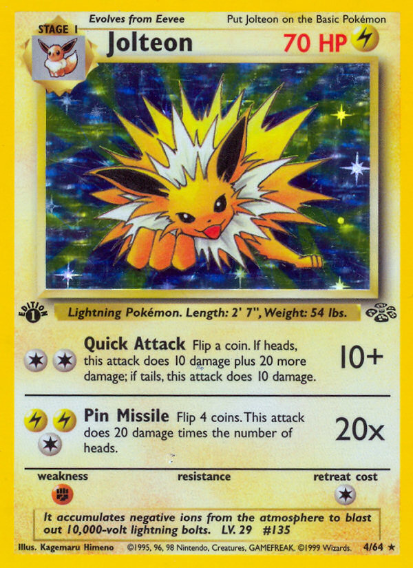 Jolteon (4/64) - Jungle (1st Edition) Pokémon Card