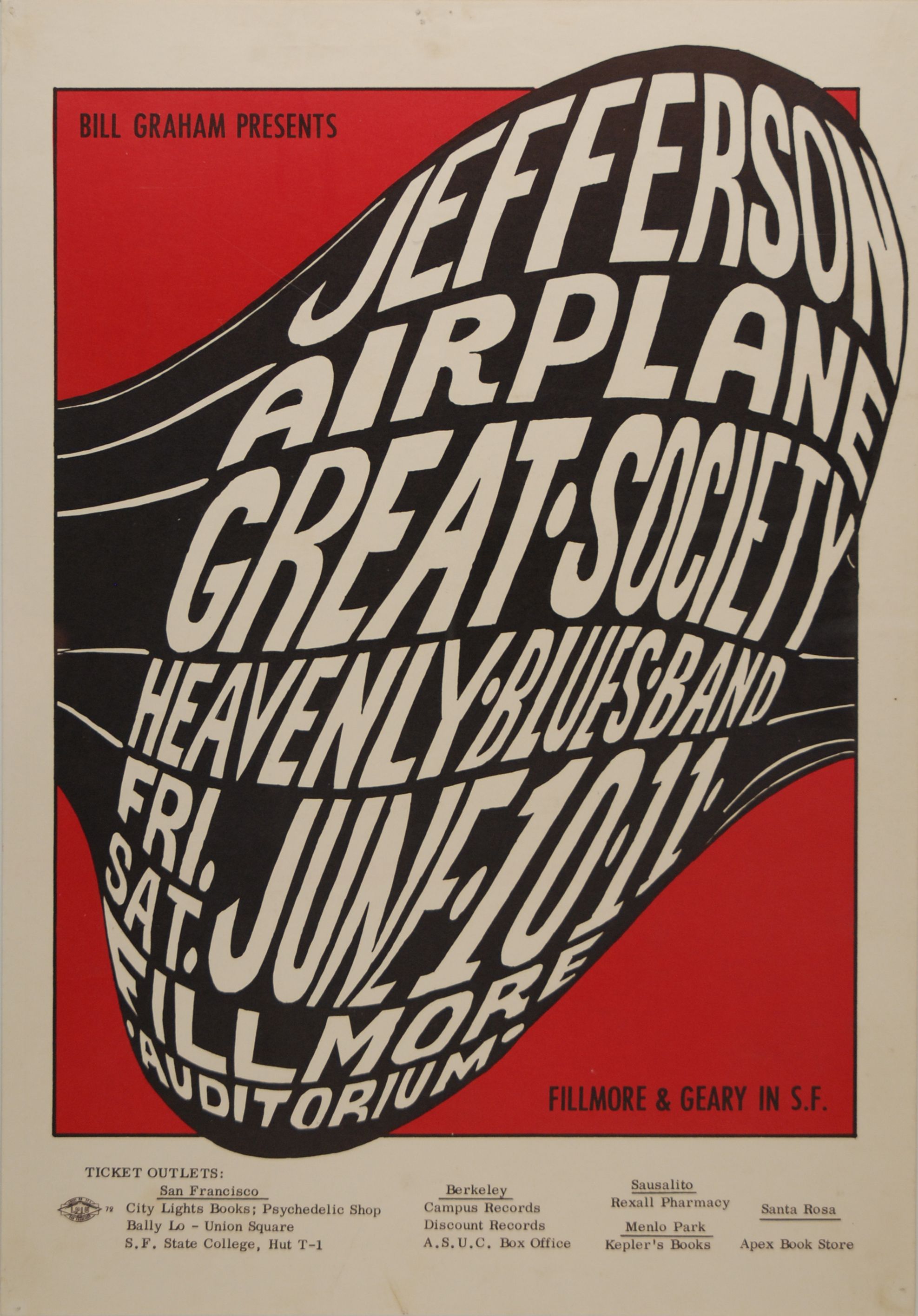 BG-10-OP-1 Jefferson Airplane The Fillmore 1966 Concert Poster