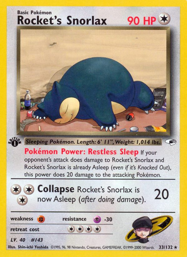 Rocket's Snorlax (33/132) - Gym Heroes (1st Edition) Pokémon Card