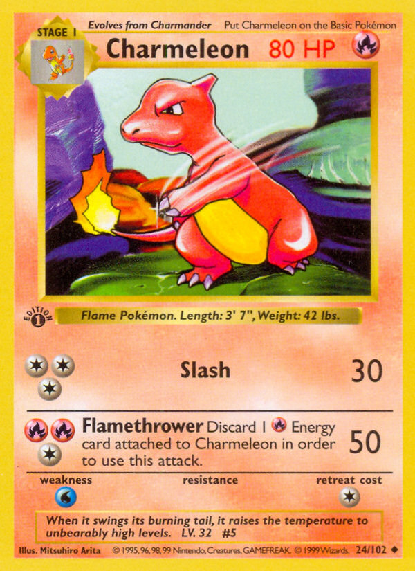 Charmeleon (24/102) - Base (1st Edition) Pokémon Card