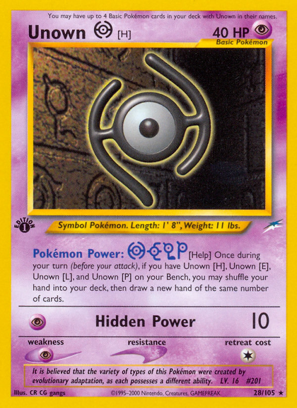 Unown [H] (28/105) - Neo Destiny Pokémon Card