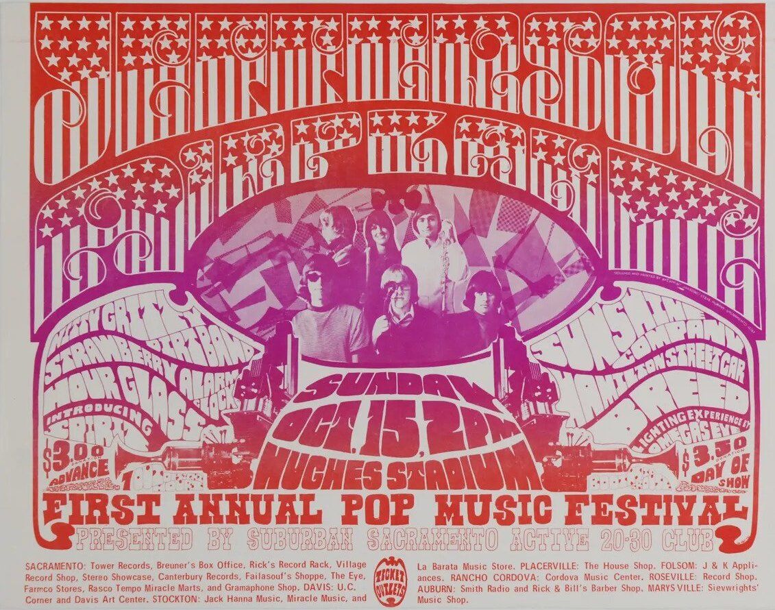 Jefferson Airplane Sacramento Pop Music Festival 1967 Concert Poster