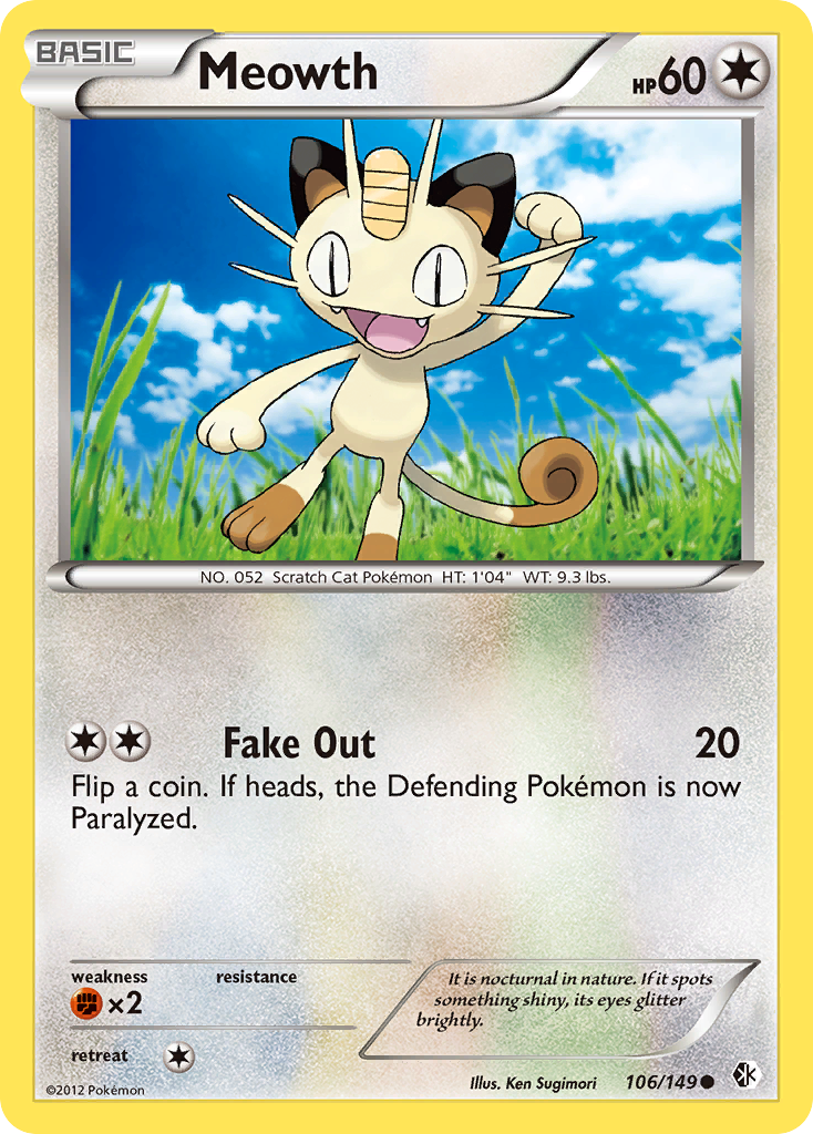 Meowth (106/149) - Boundaries Crossed Pokémon Card