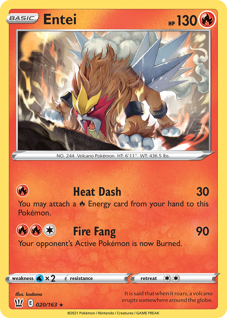 Entei (20/163) - Battle Styles Pokémon Card