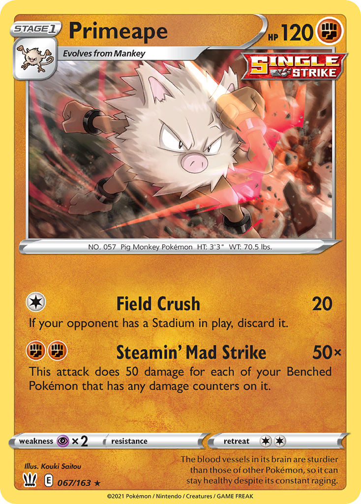 Primeape (67/163) - Battle Styles Pokémon Card