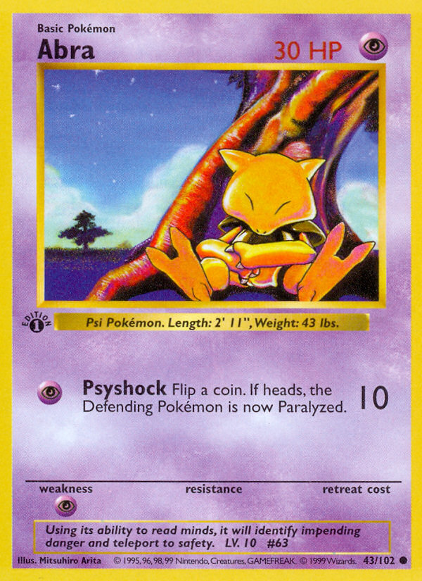 Abra (43/102) - Base (1st Edition) Pokémon Card