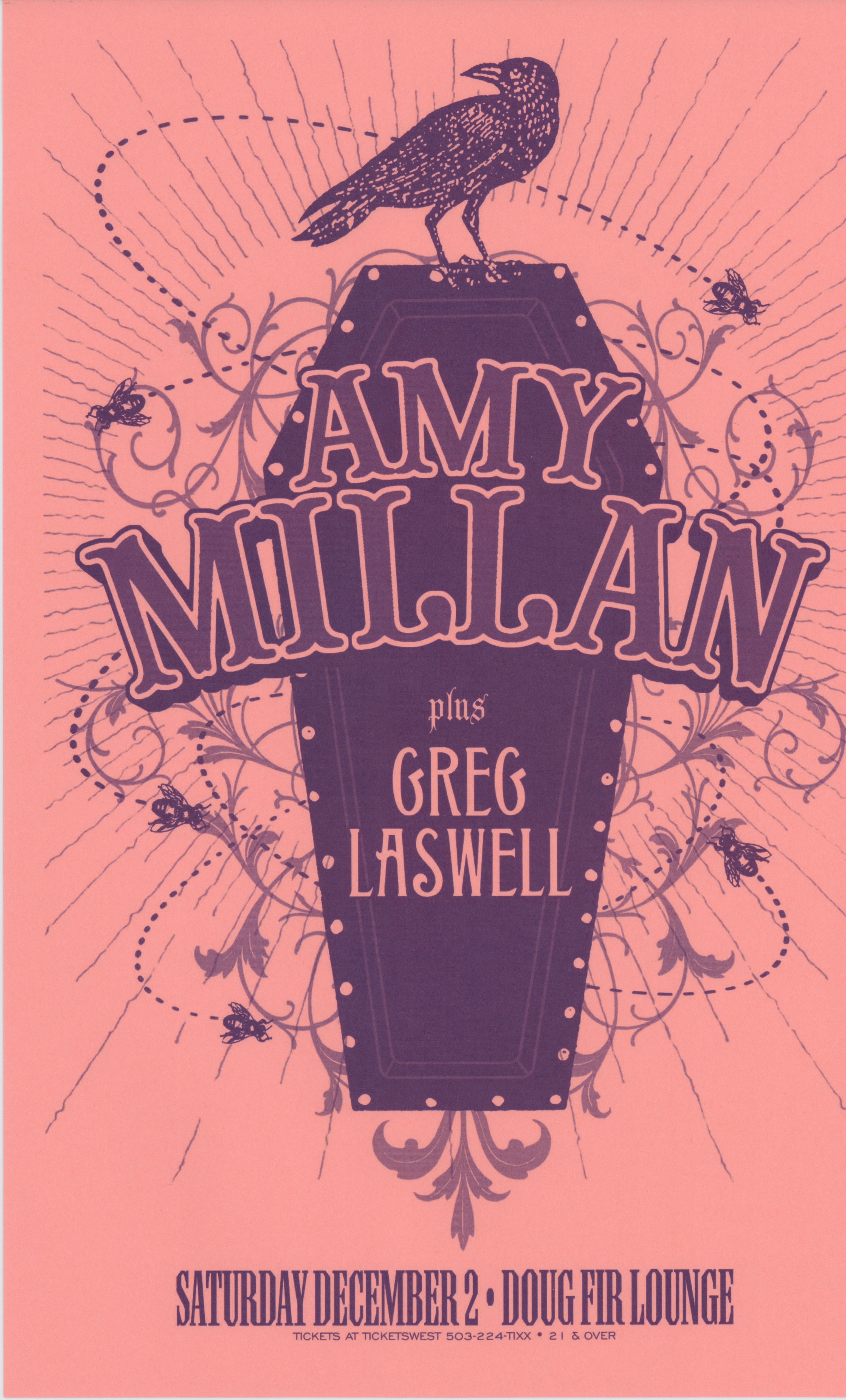 MXP-142.21 Amy Millan 2006 Doug Fir Pink Variant Concert Poster