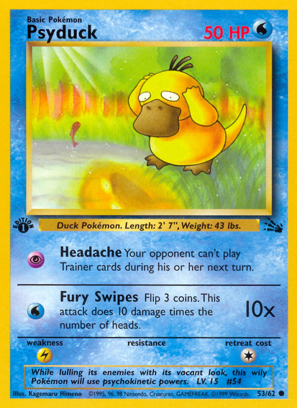 Psyduck (53/62) - Fossil (1st Edition) Pokémon Card