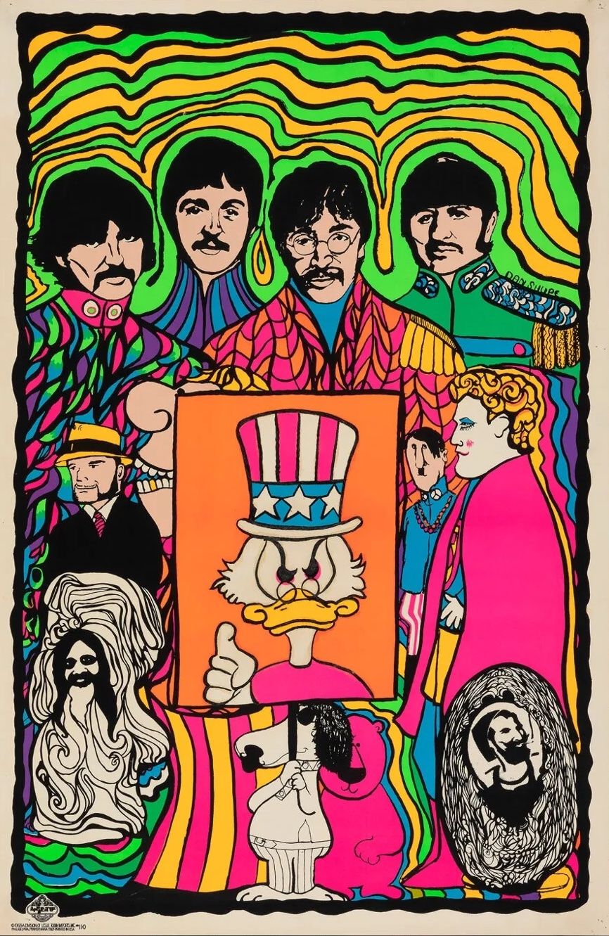 The Beatles Blacklight Poster 1968 Concert Poster