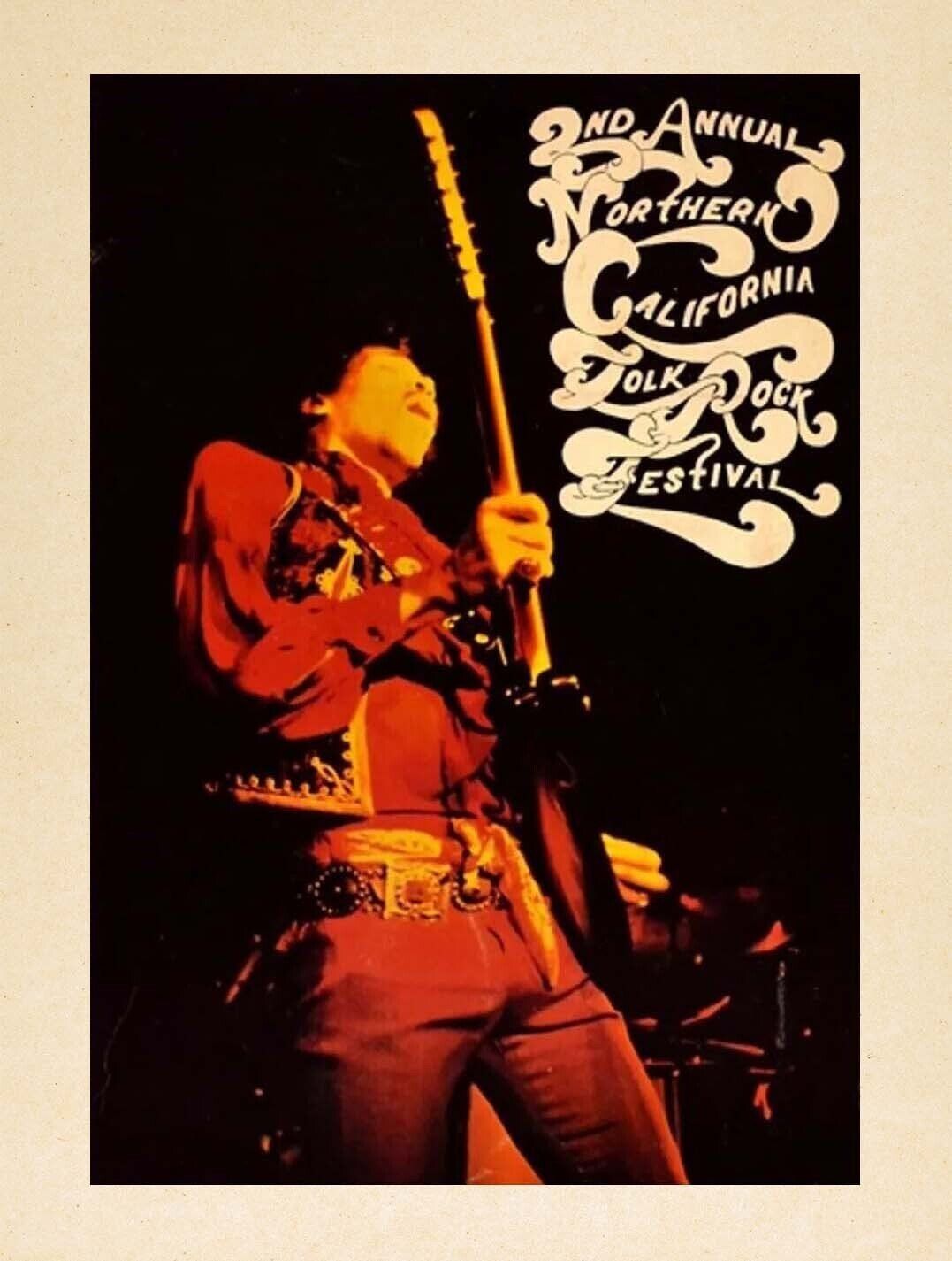 Jimi Hendrix Santa Clara Fairgrounds Northern California Folk Rock Festival 1969 Concert Poster