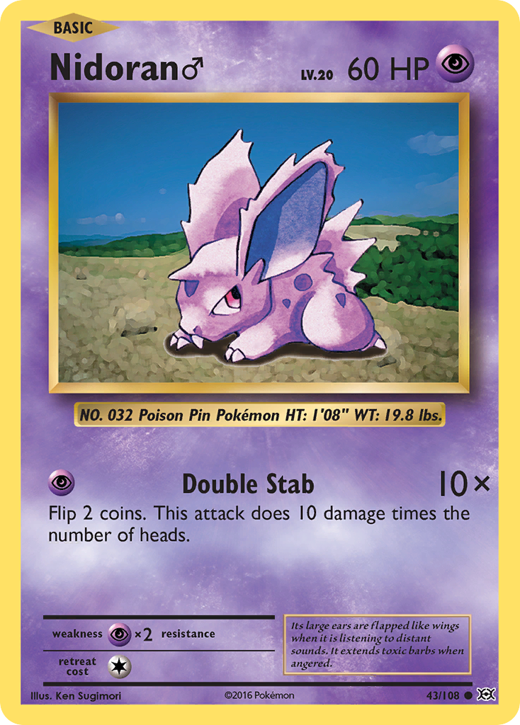 Nidoran ♂ (43/108) - Evolutions Pokémon Card