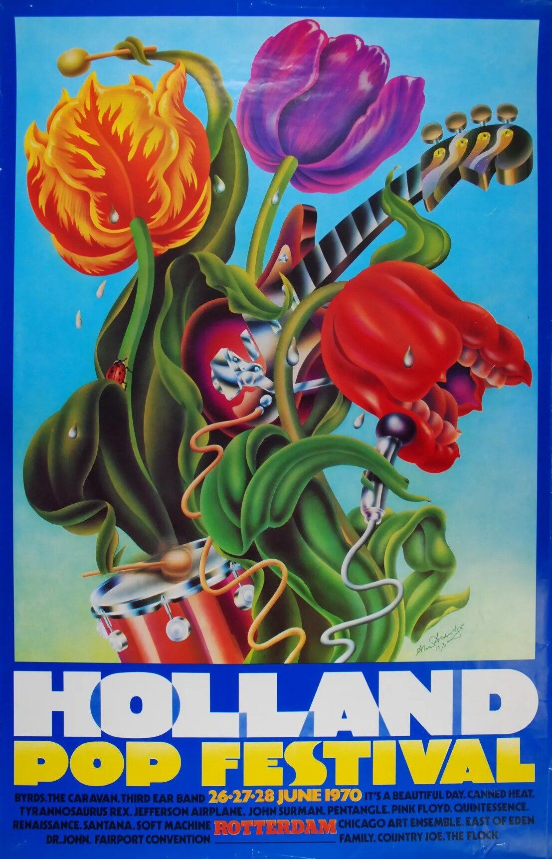1970-Holland Pop Festival-Rotterdam-The Byrds-Jefferson Airplane-Pink Floyd Concert Poster