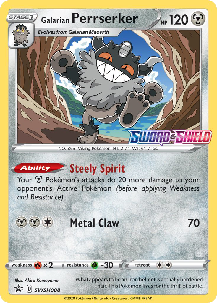 Galarian Perrserker (SWSH008) - SWSH Black Star Promos Pokémon Card