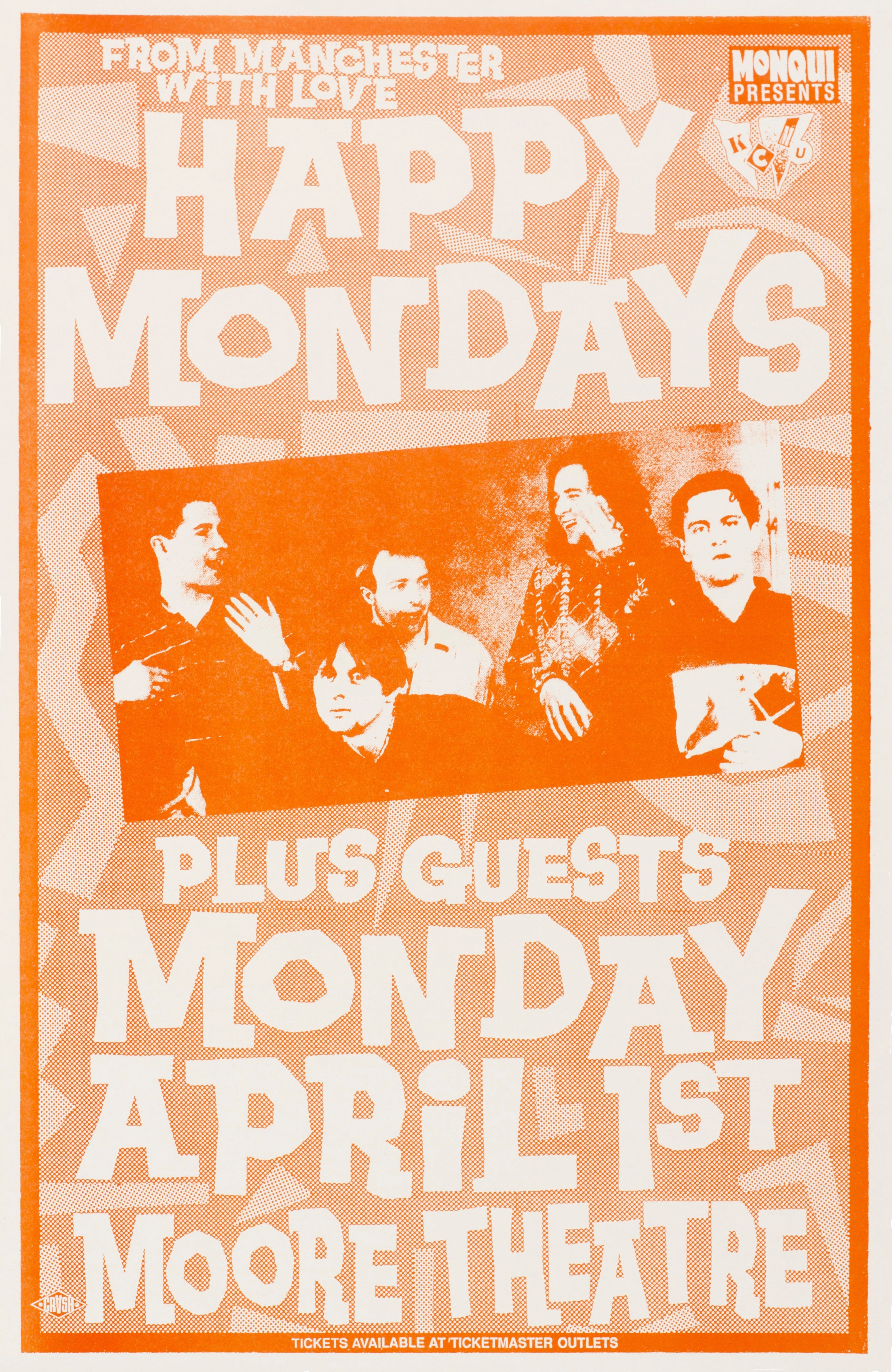MXP-108.6 Happy Mondays 1991 Moore Theater  Apr 1 Concert Poster