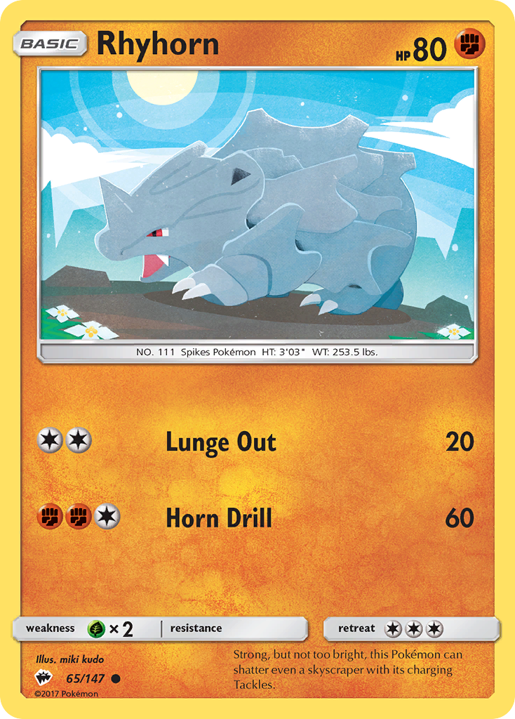 Rhyhorn (65/147) - Burning Shadows Pokémon Card