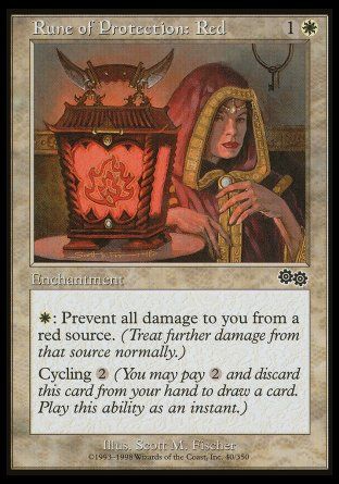 Rune of Protection: Red (Urza's Saga) Trading Card