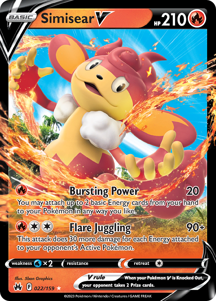 Simisear V (22/159) - Crown Zenith Pokémon Card