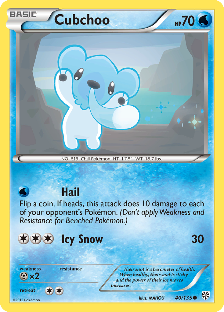 Cubchoo (40/135) - Plasma Storm Pokémon Card