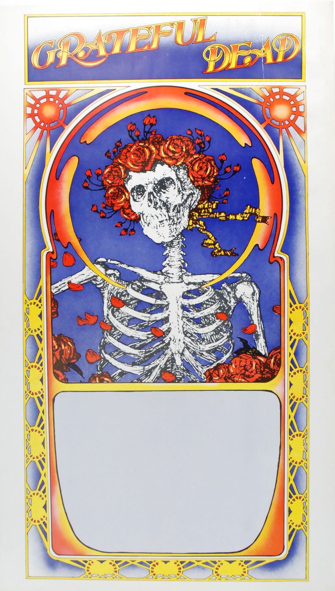 Grateful Dead Skull & Roses Design Tour Blank 1971 Concert Poster
