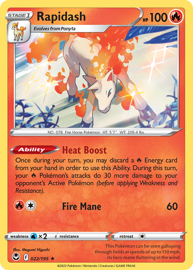 Rapidash (22/195) - Silver Tempest Pokémon Card