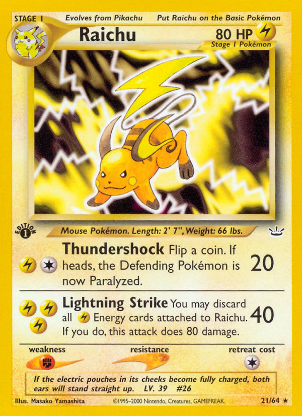 Raichu (21/64) - Neo Revelation Pokémon Card