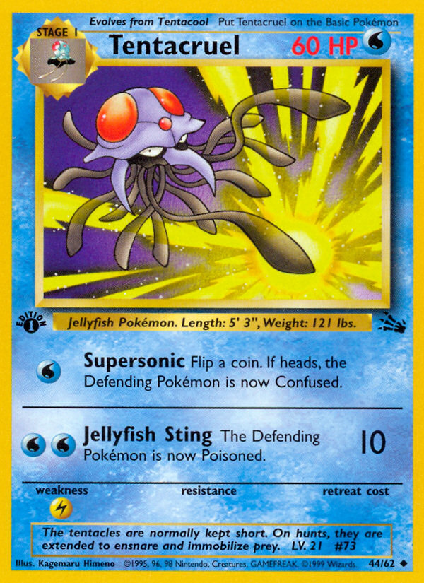 Tentacruel (44/62) - Fossil (1st Edition) Pokémon Card