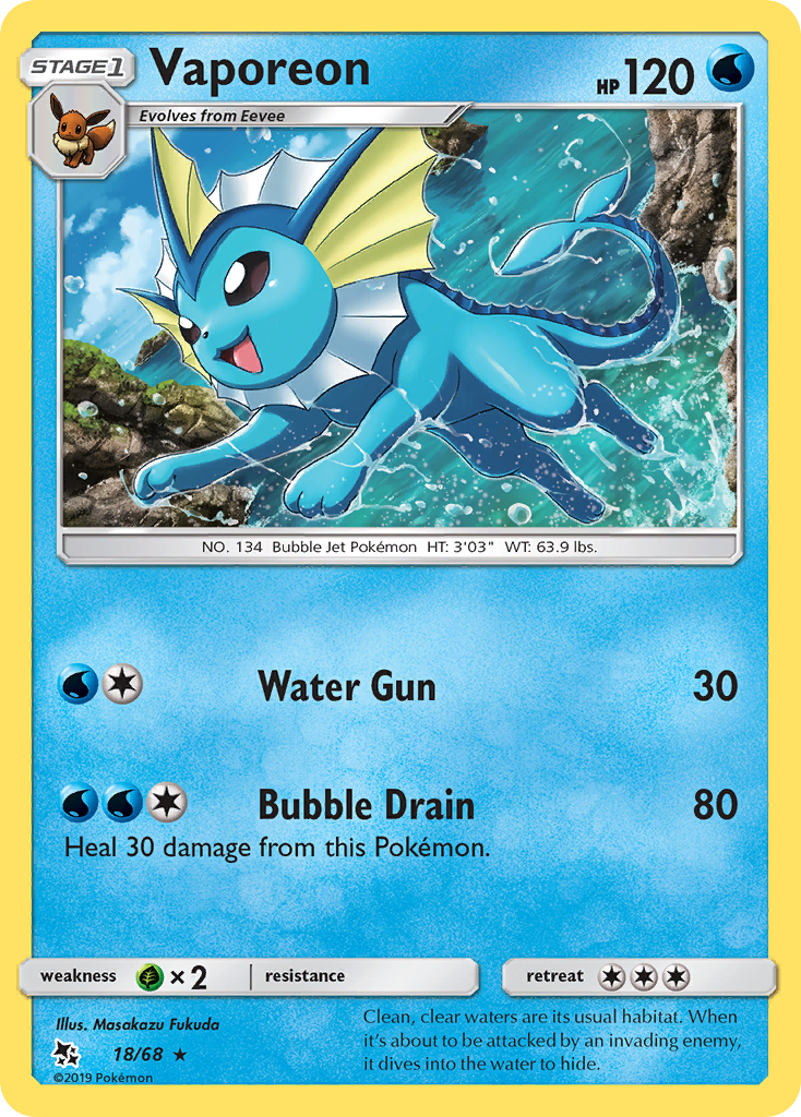 Vaporeon (18/68) - Hidden Fates Pokémon Card