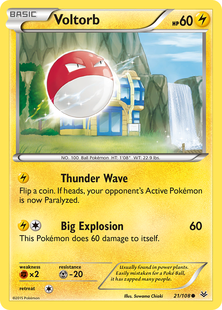 Voltorb (21/108) - Roaring Skies Pokémon Card