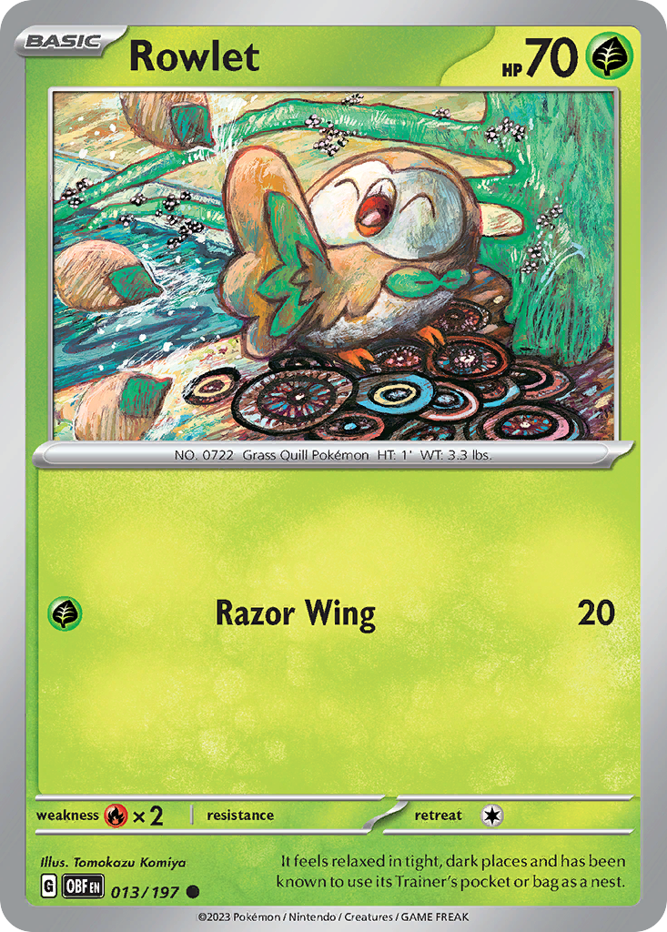 Rowlet (13/197) - Obsidian Flames Pokémon Card