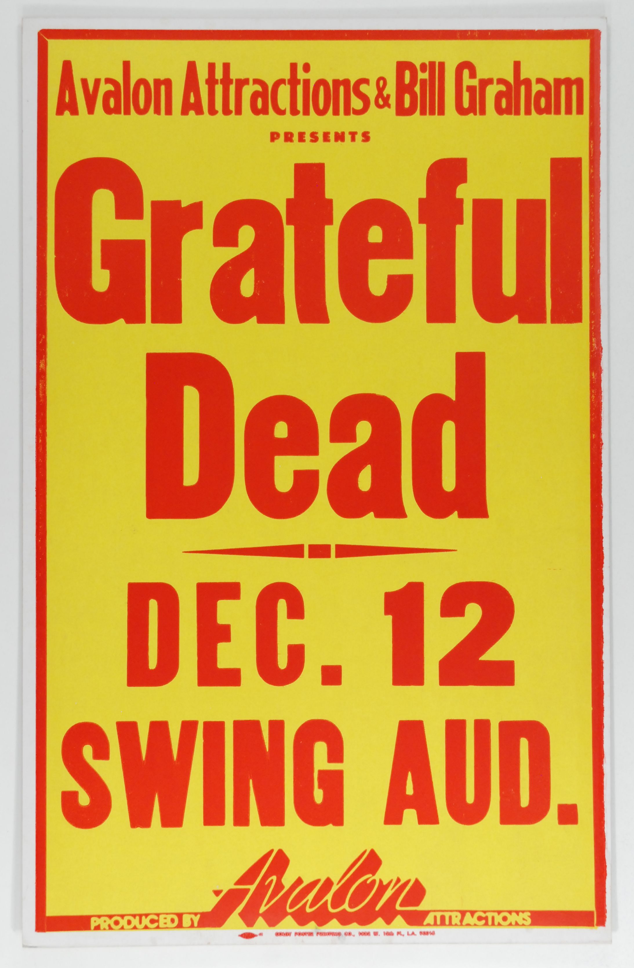 Grateful Dead Swing Auditorium 1980 Concert Poster