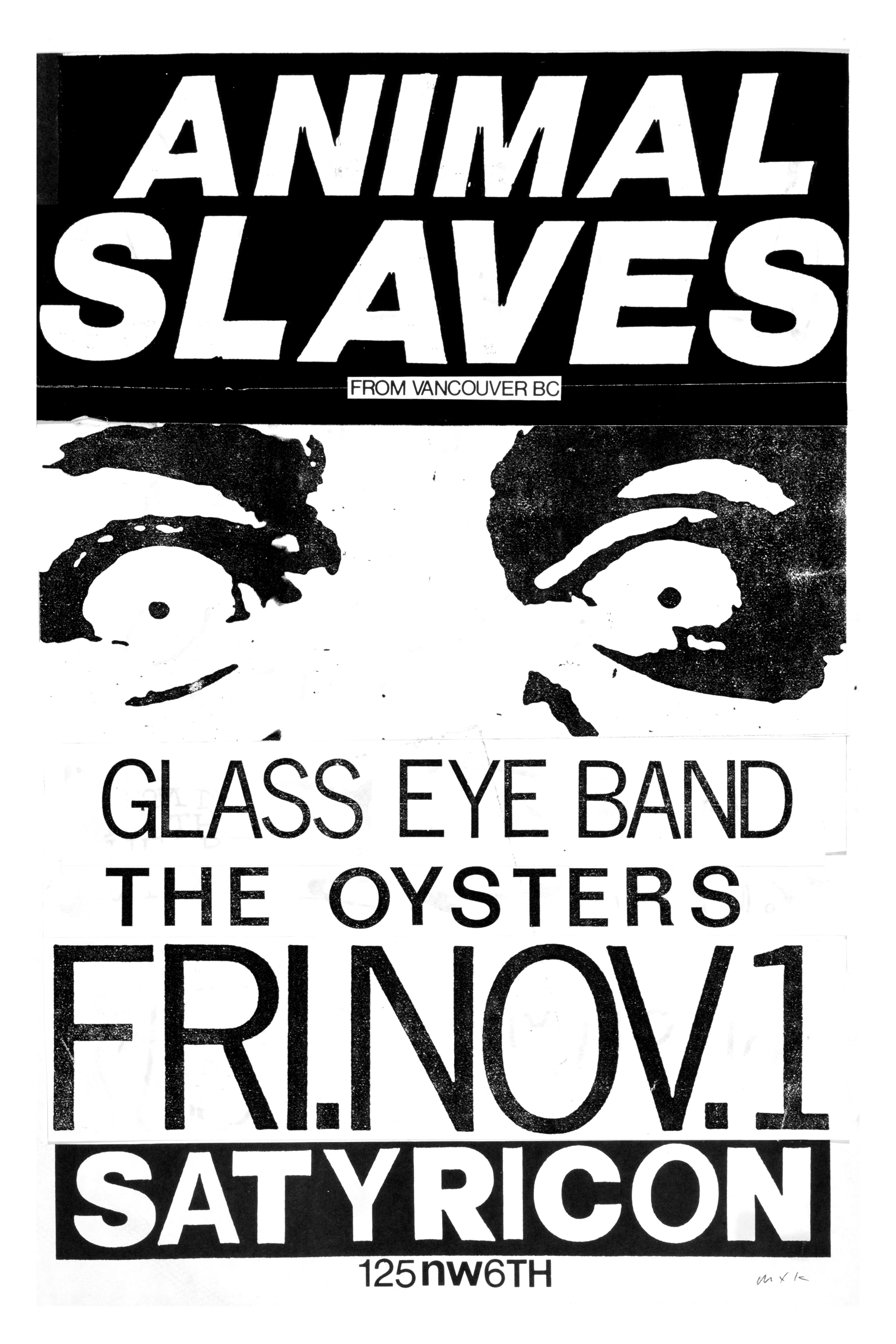 MXP-145.2 Animal Slaves 1985 Satyricon  Nov 1 Concert Poster