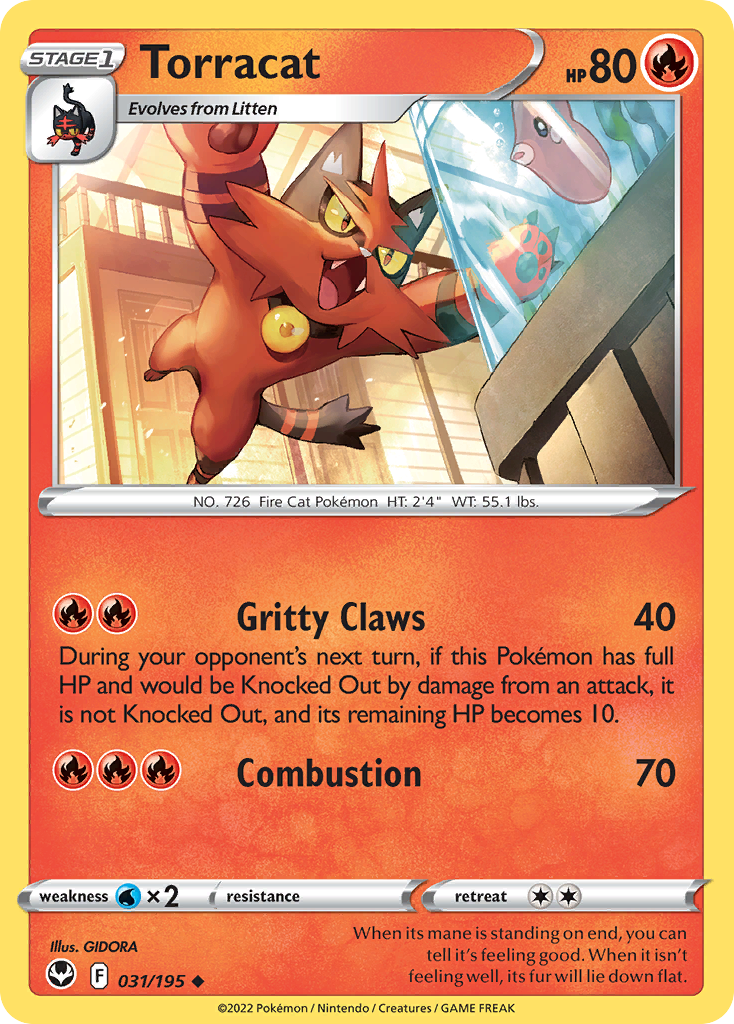 Torracat (31/195) - Silver Tempest Pokémon Card