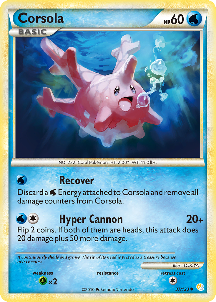 Corsola (37/123) - HeartGold & SoulSilver Pokémon Card