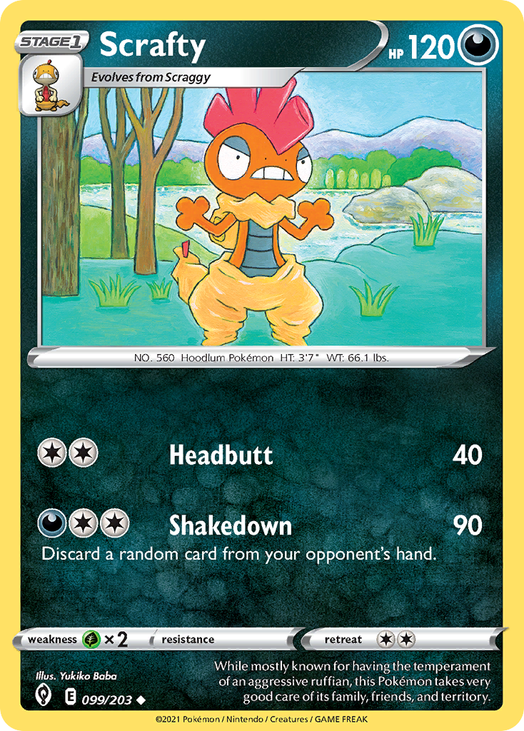 Scrafty (99/203) - Evolving Skies Pokémon Card