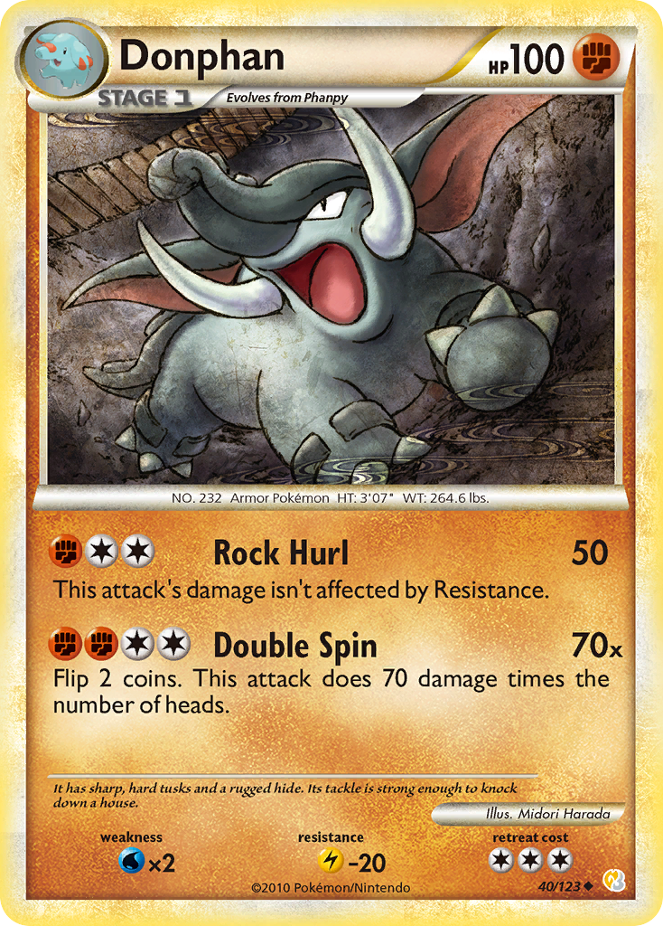 Donphan (40/123) - HeartGold & SoulSilver Pokémon Card