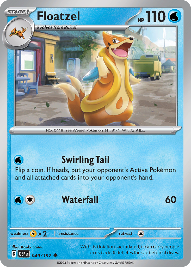 Floatzel (49/197) - Obsidian Flames Pokémon Card