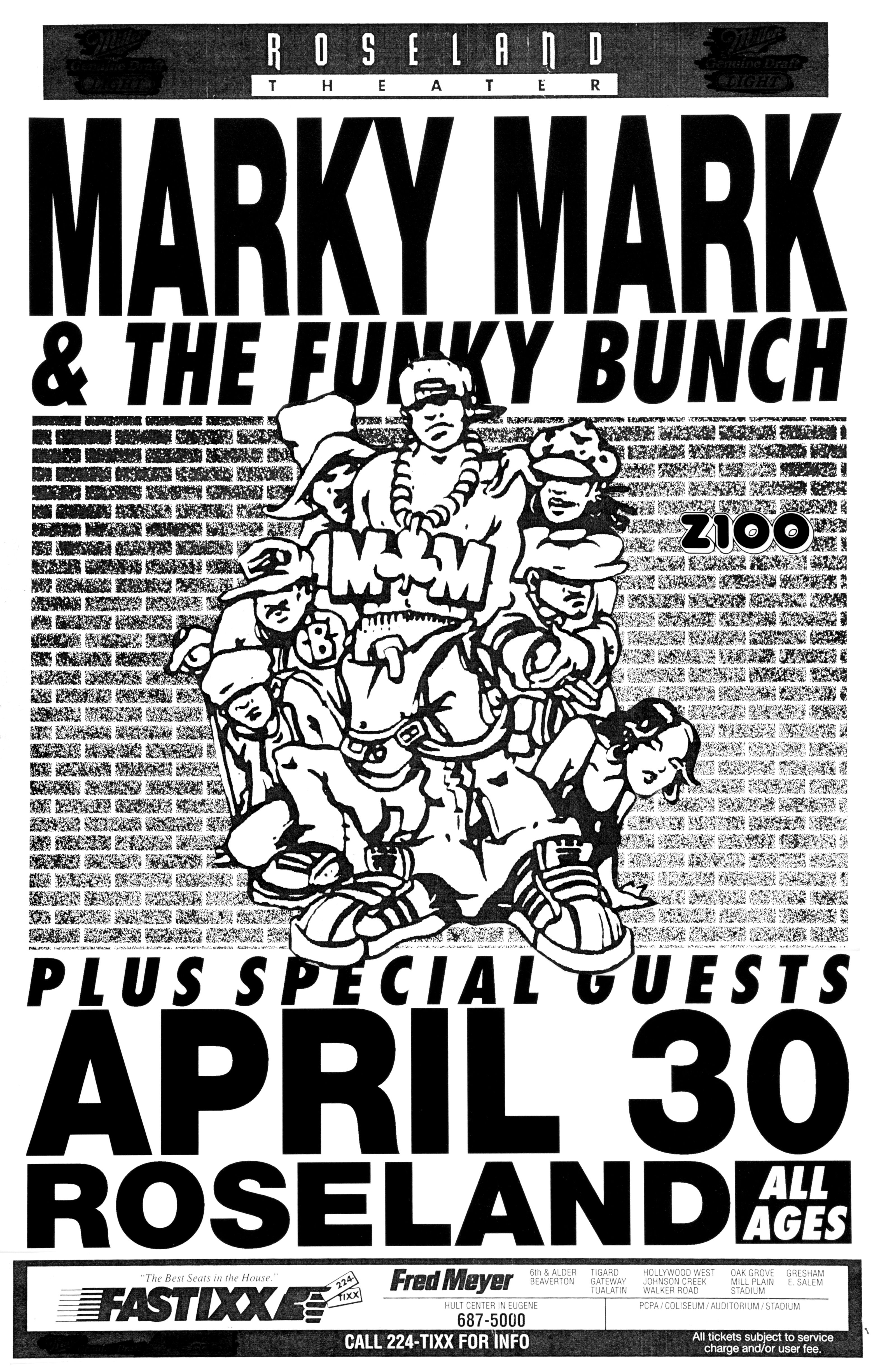 MXP-142.24 Marky Mark & The Funky Bunch 1992 Roseland Theater  Apr 30 Concert Poster