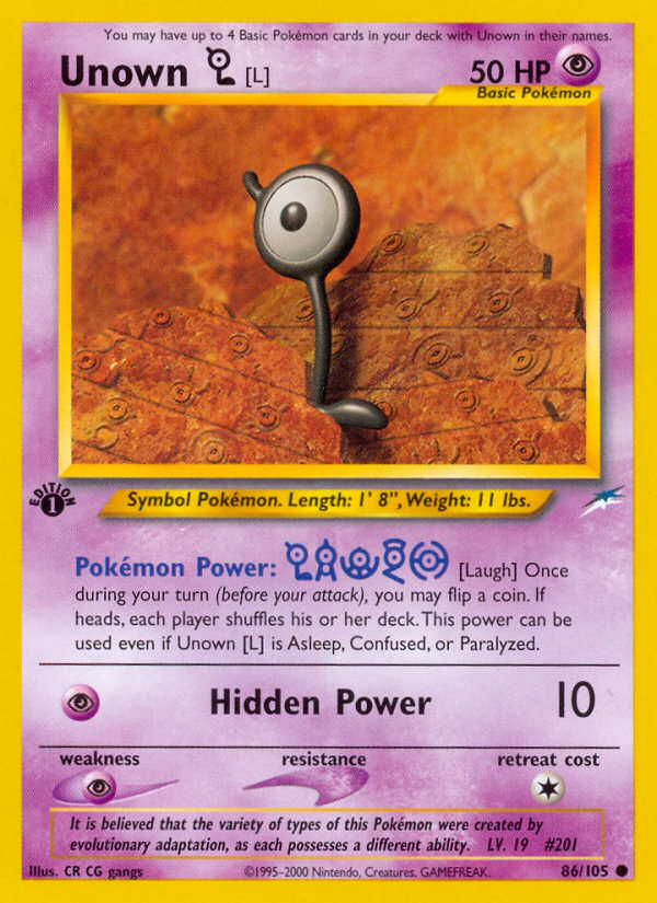 Unown [L] (86/105) - Neo Destiny Pokémon Card