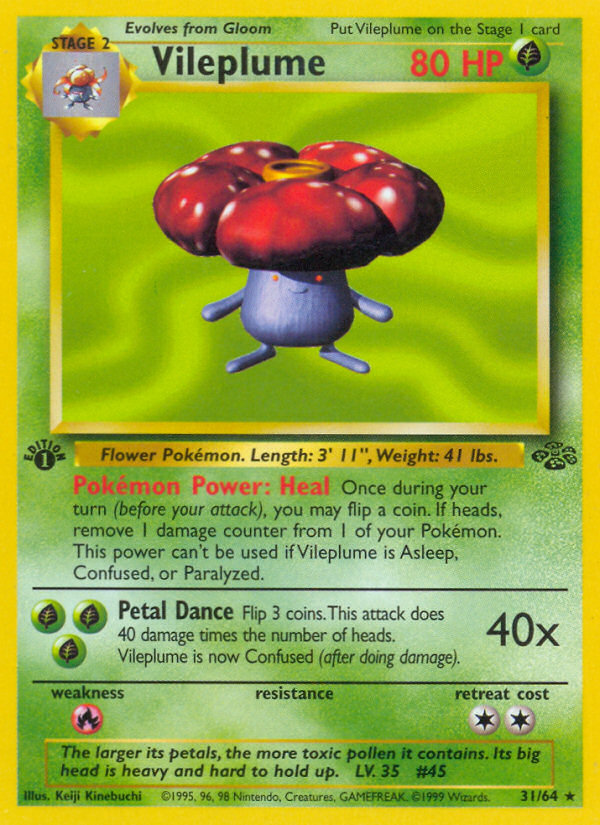 Vileplume (31/64) - Jungle (1st Edition) Pokémon Card