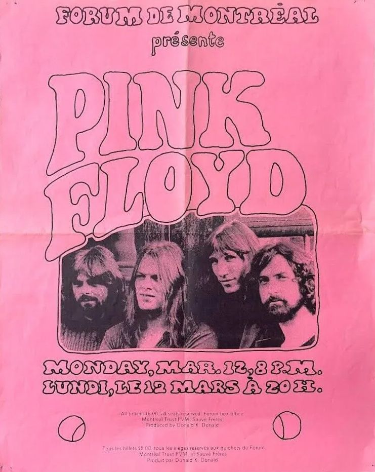 Pink Floyd Forum de Montreal 1973 Concert Poster