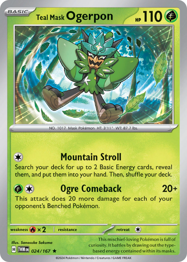 Teal Mask Ogerpon (24/167) - Twilight Masquerade Pokémon Card