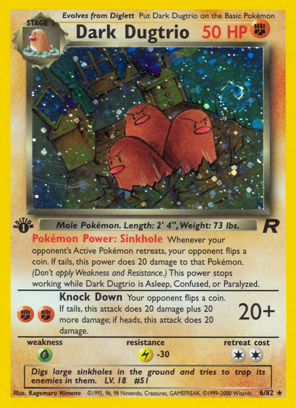 Dark Dugtrio (6/82) - Team Rocket (1st Edition) Pokémon Card