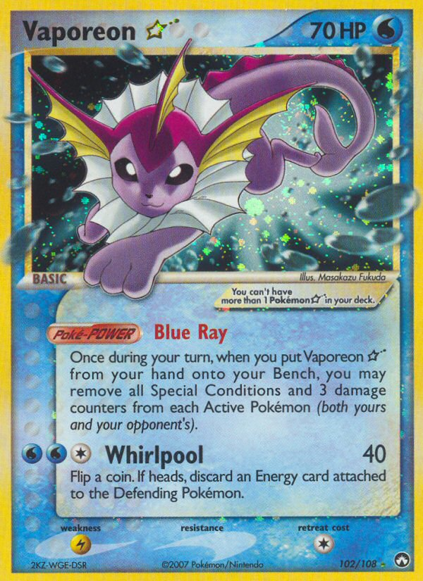 Vaporeon ★ Star (102/108) - Power Keepers Pokémon Card