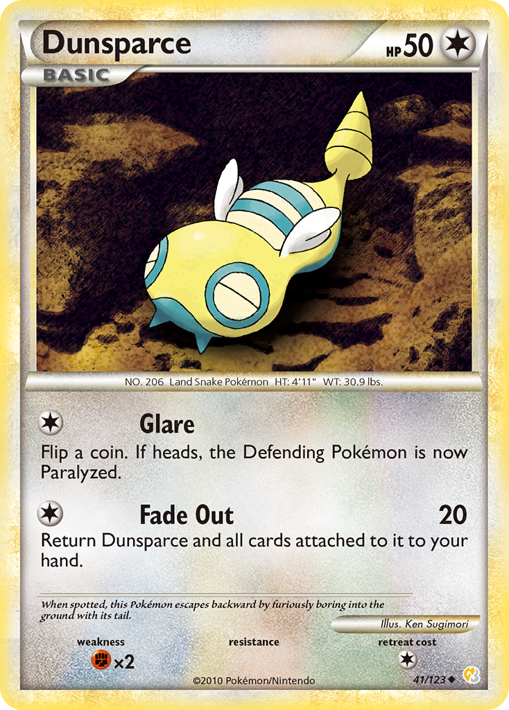 Dunsparce (41/123) - HeartGold & SoulSilver Pokémon Card