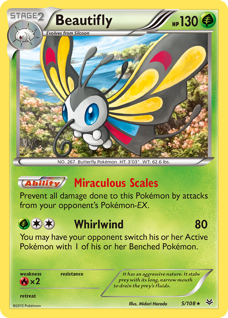 Beautifly (5/108) - Roaring Skies Pokémon Card