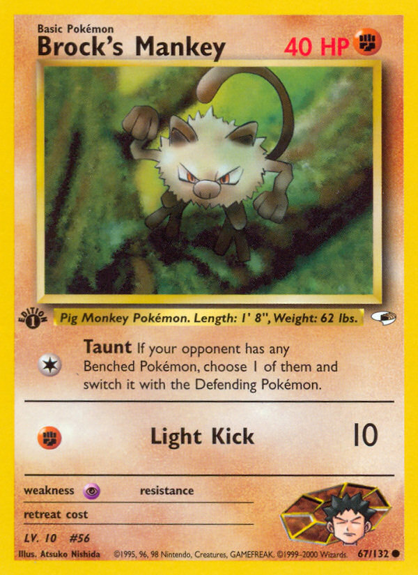 Brock's Mankey (67/132) - Gym Heroes (1st Edition) Pokémon Card