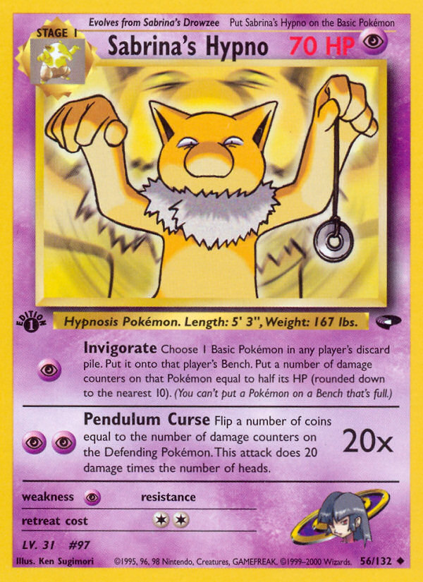 Sabrina's Hypno (56/132) - Gym Challenge (1st Edition) Pokémon Card