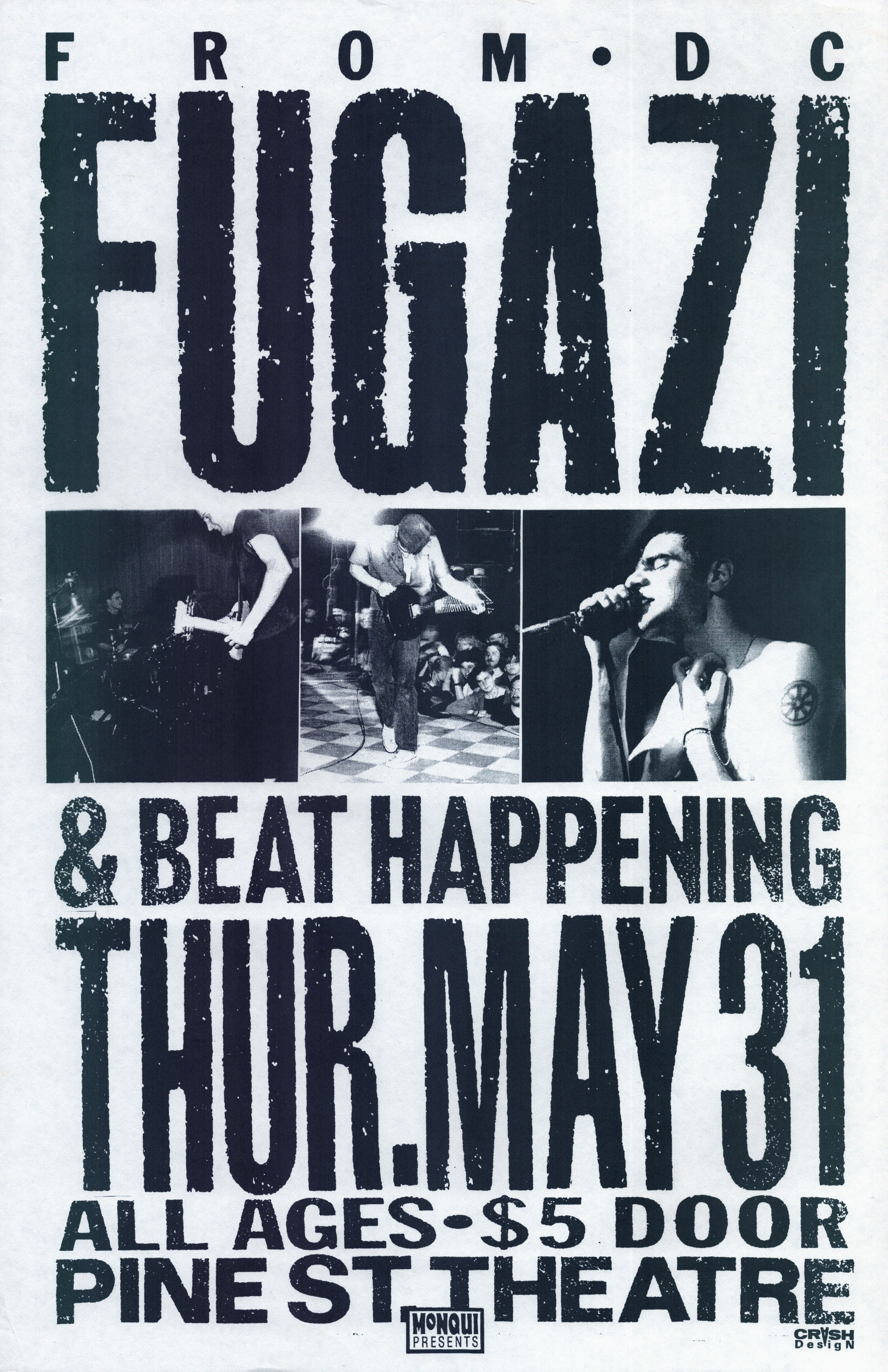 MXP-62.5 Fugazi & Beat Happening Pine Street Theatre 1989 Concert Poster