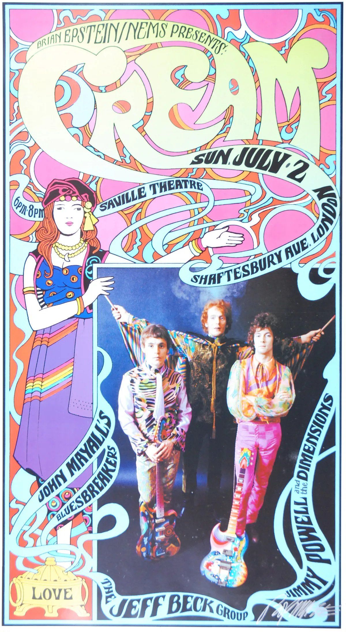1967-Bob Masse-Saville Theatre-Cream Concert Poster