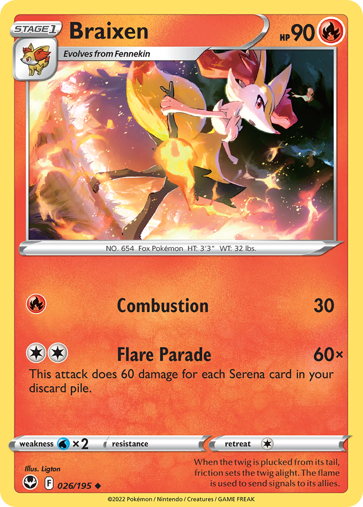 Braixen (26/195) - Silver Tempest Pokémon Card